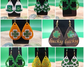 Irish Clover St Patrick's Day Resin Lucky Earrings Collection