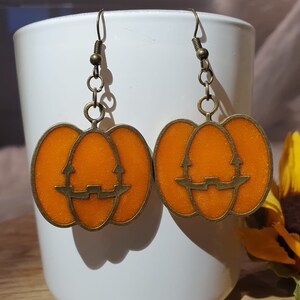 Resin Halloween Pumpkin Earrings image 2