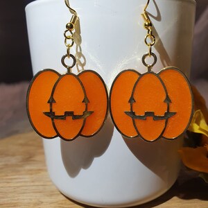 Resin Halloween Pumpkin Earrings Gold