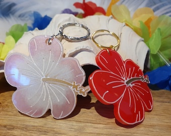 Resin Hawaiian Hibiscus Keychain