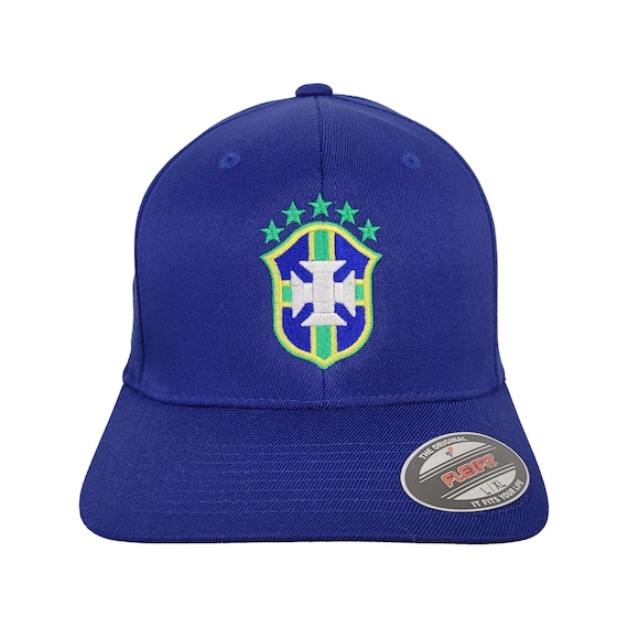 Brazil Soccer Fitted Cap Flexfit in Royal Blue