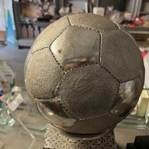 Vintage Life Size Football Heavy Metal We own it over 32 years, no idea how old it is, probably hand made image 3