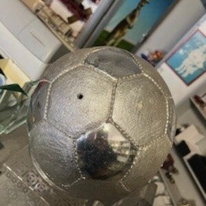 Vintage Life Size Football Heavy Metal We own it over 32 years, no idea how old it is, probably hand made image 2