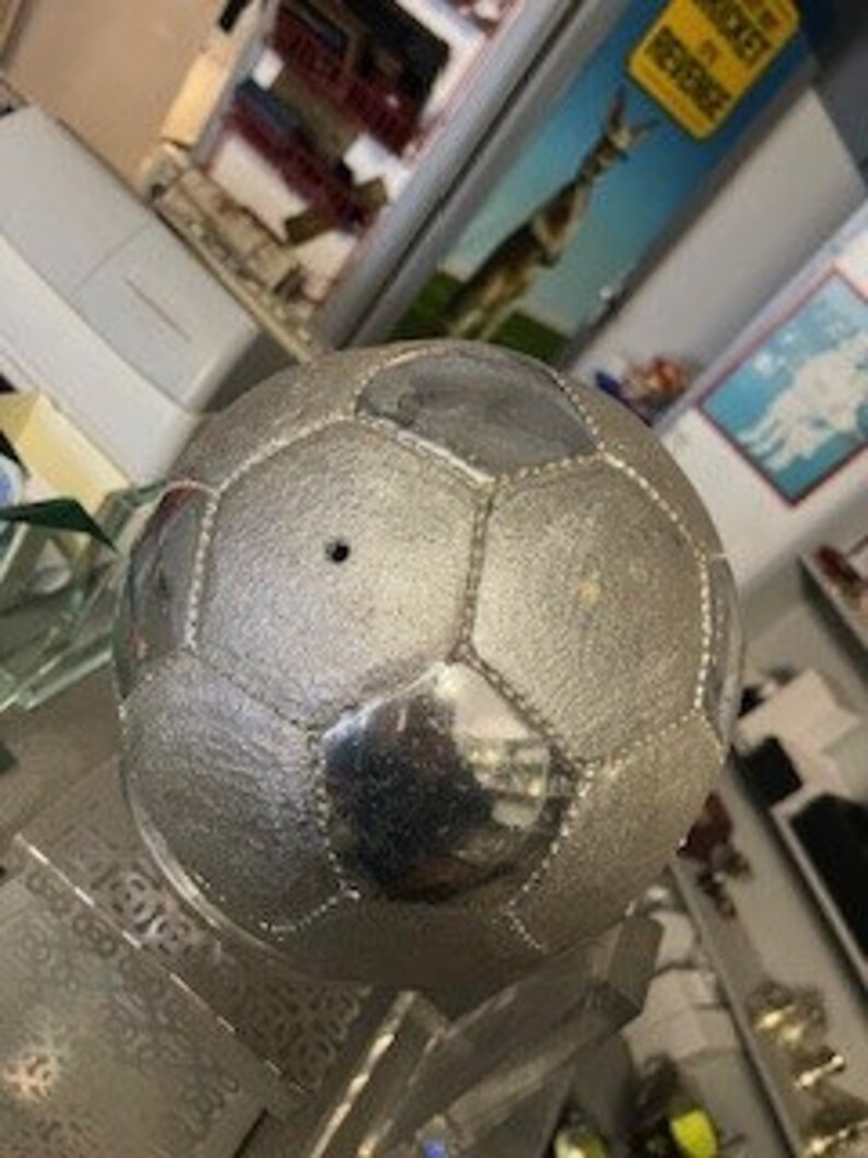 Vintage Life Size Football Heavy Metal We own it over 32 years, no idea how old it is, probably hand made image 2