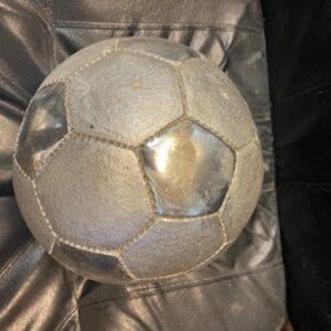 Vintage Life Size Football Heavy Metal We own it over 32 years, no idea how old it is, probably hand made image 4