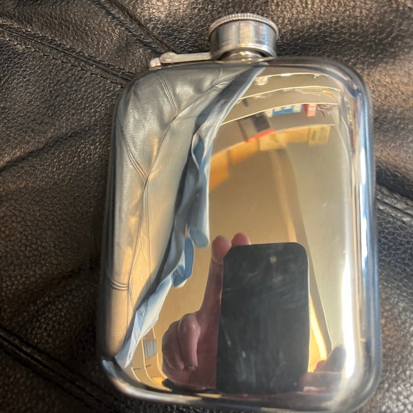 Hinged Captive Top, Fine English Pewter Hip Flask - hand engraved by an English craftsman - Free personalised with your message