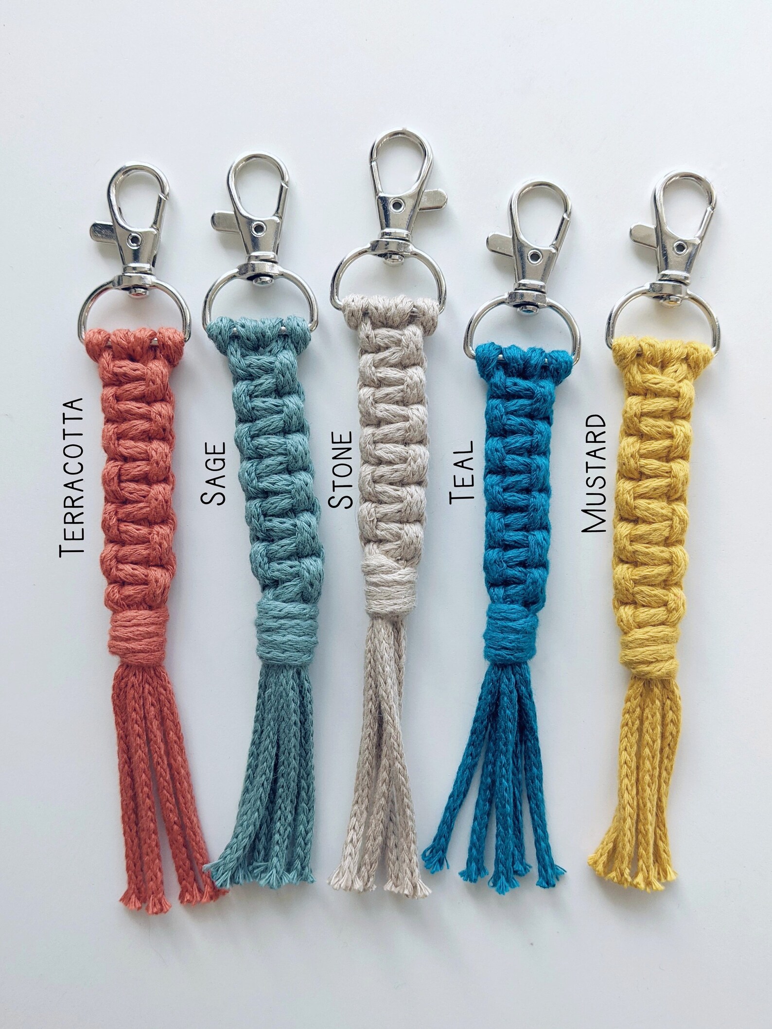 Sustainable Macrame Flat Knot Keyring Handmade Using Etsy