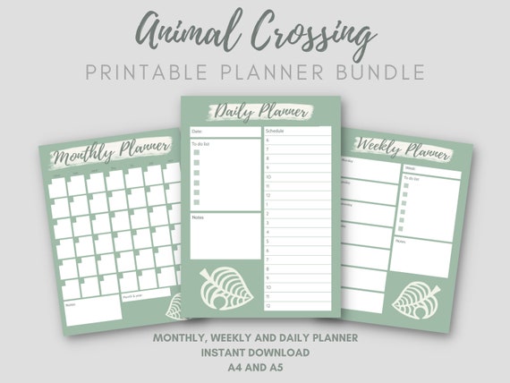 Animal Crossing Themed Printable Planner Bundle Daily Weekly | Etsy