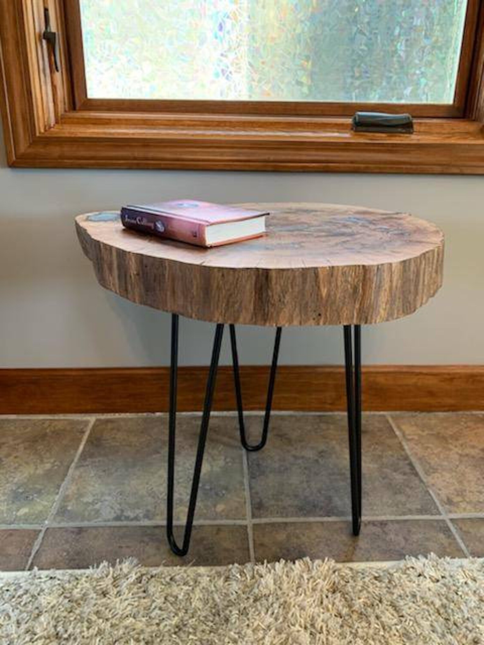 Live edge epoxy side table Etsy