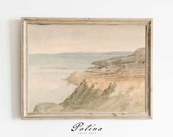 Vintage Coastal Landscape Print | Seascape Painting | Coastal Decor | Beach House Decor | Vintage Printable Art | WHITE CLIFFS | 625