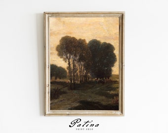 Vintage boomprint | Landschapsschilderkunst | Afdrukbare muurkunst | Downloadbare kunst | BOMEN | 267