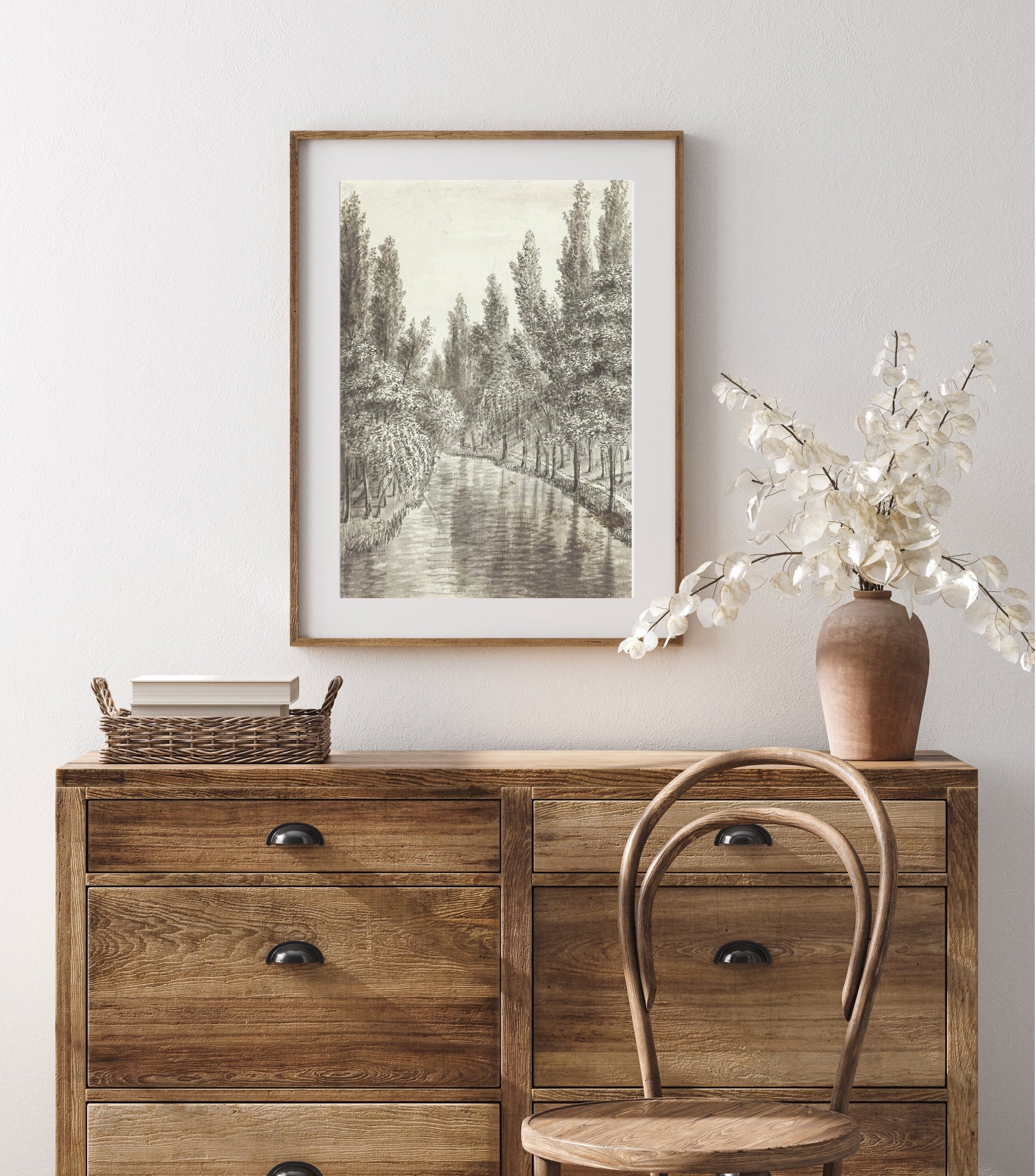 River Landscape Drawing | Vintage Drawings | Nature Print | Antique ...