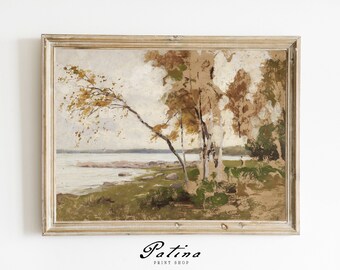 Vintage Tree Painting | Autumn Landscape | Nature Print | Fall Farmhouse Decor Printable Wall Art | FALL TREES | 381