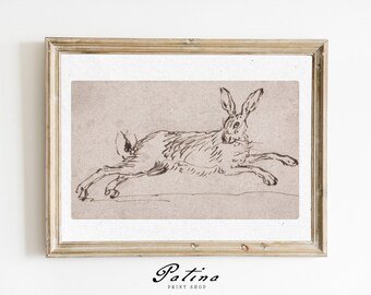 Vintage Rabbit Print | Bunny Rabbit Sketch | Vintage Easter Wall Art | Spring Wall Decor | Nursery Bunny Print | Easter Printable | 461