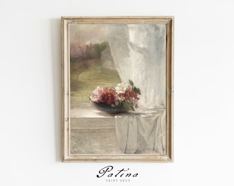 Flower Painting | Vintage Print | Floral Art | Spring Decor| Farmhouse Decor | Printable Wall Art | WINDOWSILL | 438