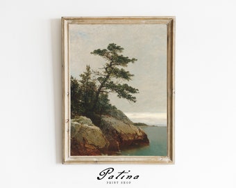 Tree Nature Print | Coastal Vintage Print | Landscape Painting | Coastal Décor | Printable Wall Art | Downloadable Art | OLD PINE | 236