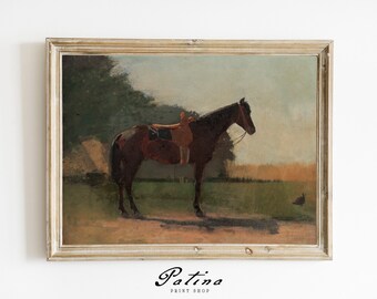 Vintage Horse Painting | Horse Print | Equine Art | Farmhouse Décor |  Downloadable Art | Printable Wall Art | SADDLE | 321