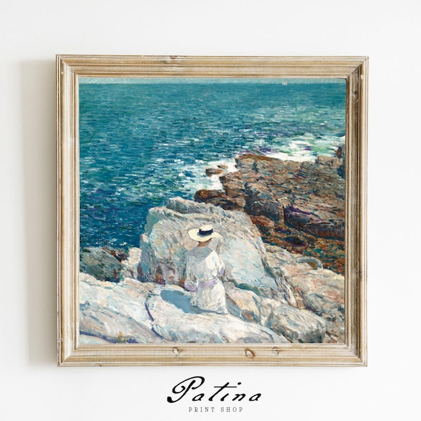 Coastal Landscape Painting | Gallery Wall | Square Print | Vintage Art | Downloadable Art | Printable Wall Art | CLIFFS | 223