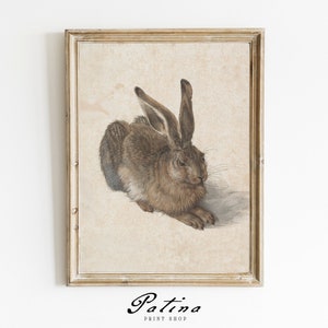 Vintage Rabbit Nursery Print | Bunny Print | Nursery Wall Art | Girls Bedroom Decor | Printable Digital Download | BROWN RABBIT | 512