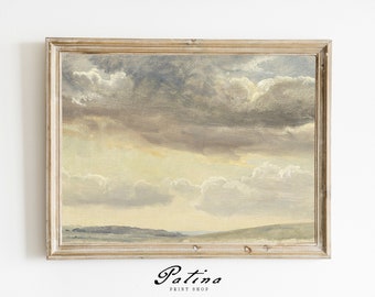 Pintura de nubes vintage / Impresión de nubes / Impresión costera / Decoración de casa de playa / Arte de nubes / Impresión vintage / NUBES COSTERAS / 366