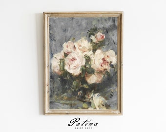 VINTAGE ROSES | French Farmhouse Décor | Floral Painting | Botanical Print | Printable Wall Art | Downloadable Art | 323