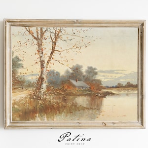 Fall Landscape Painting | Cottagecore Fall Art | Vintage Landscape Print | Autumn Decor PRINTABLE | Landscape Art Print | 465