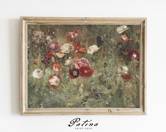 Vintage Flower Print | Floral Painting | French Cottage Decor | Printable Wall Art | POPPIES | 412