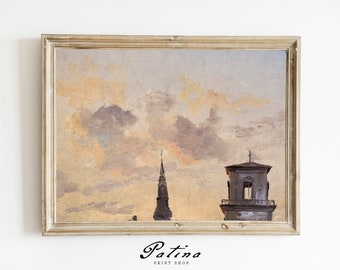 BELL TOWER | Vintage Architecture Painting | Printable Wall Art | Downloadable Art | 311