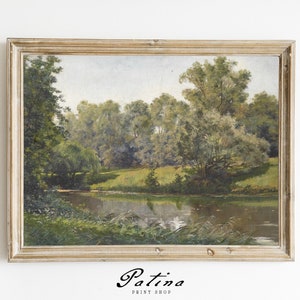 Country River Painting | Vintage Landscape Print | Farmhouse Wall Decor | Vintage Printable Art | RIVER VIEW | 903
