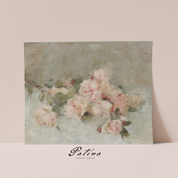 Vintage Roses Print | Flower Painting | Floral Still Life | Vintage French Country Decor | Mailed Art Print | ROSES | 233P