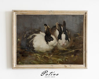 Rabbit Painting | Animal Print | Farmhouse Wall Art | Printable Wall Art | Downloadable Art | BUNNIES | 229
