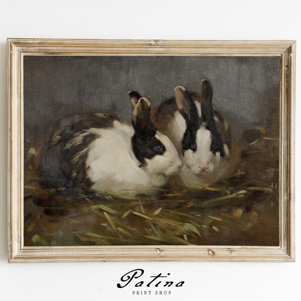 Rabbit Painting | Animal Print | Farmhouse Wall Art | Printable Wall Art | Downloadable Art | BUNNIES | 229