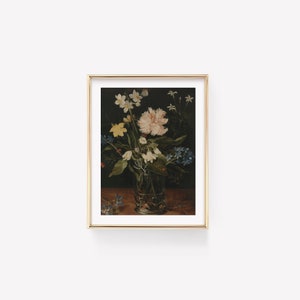 Floral Still Life Painting | Moody Art Print | Vintage Flower Painting ...
