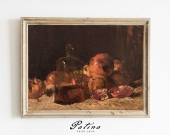 POMEGRANATES | Food Still Life Vintage | Kitchen Painting Décor | Downloadable Art | Printable Wall Art | 290
