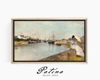 Samsung Frame TV Art | Vintage Landscape Paintings | Farmhouse Antique Art |  Digital Download | The HARBOR | 641T