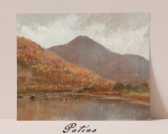 Autumn Fine Art Print | Fall Wall Decor | Vintage Landscape Painting | Farmhouse Country | AUTUMN LAKE | 643P