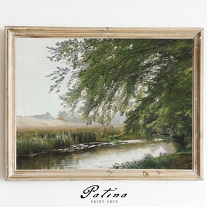 Vintage Landscape Print | Forest Painting | Antique Art Print | Farmhouse Decor | Printable Wall Art | FOREST STREAM | 294