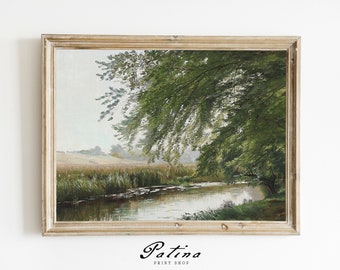 Vintage Landscape Print | Forest Painting | Antique Art Print | Farmhouse Decor | Printable Wall Art | FOREST STREAM | 294
