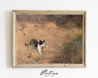 HUNTING CAT | Vintage Animal Print | Printable Wall Art | Downloadable Art | 305