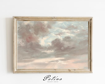 Vintage Wolken Gemälde | Wolken Print | Kinderzimmer Dekor | Herunterladbare Kunst | Druckbare Wandkunst | SONNENBURST | 209