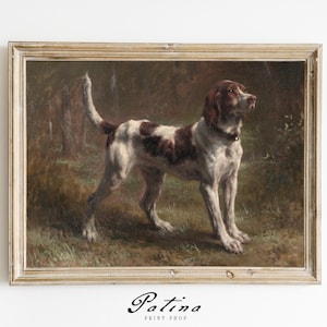 Vintage Dog Print | Animal Art Print | Antique Dog Painting | Farmhouse Decor | Printable Wall Art | HUNTING DOG | 702