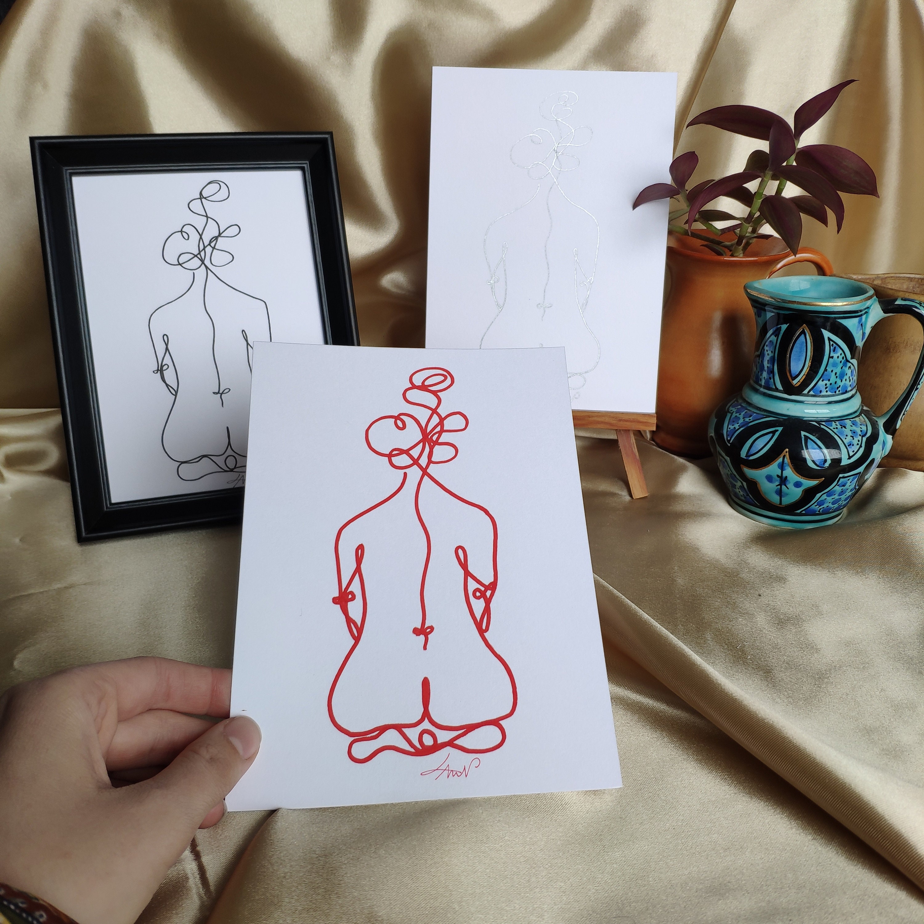 Grande Carte Illustrée - Femme de Dos