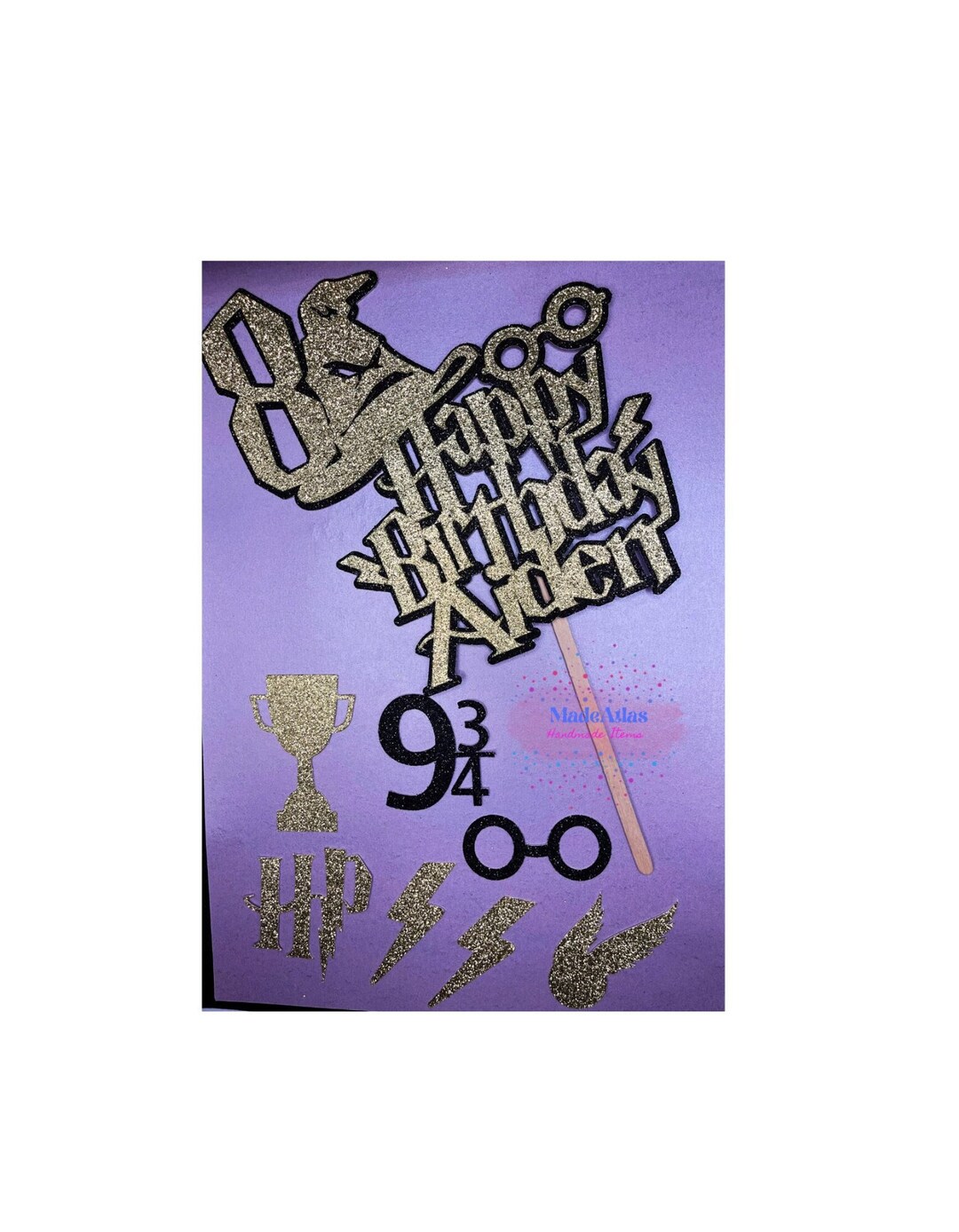 Harry Potter Cake Topper Personalised Name and Age Charms Etsy