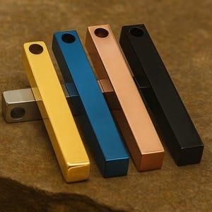 Edelstahl Hundemarke Tiermarke Anhänger Rechteckstift bunt  mit Gravur