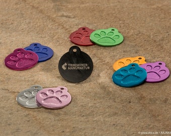 Dog tag animal tag pendant "Round with paw print with engraving