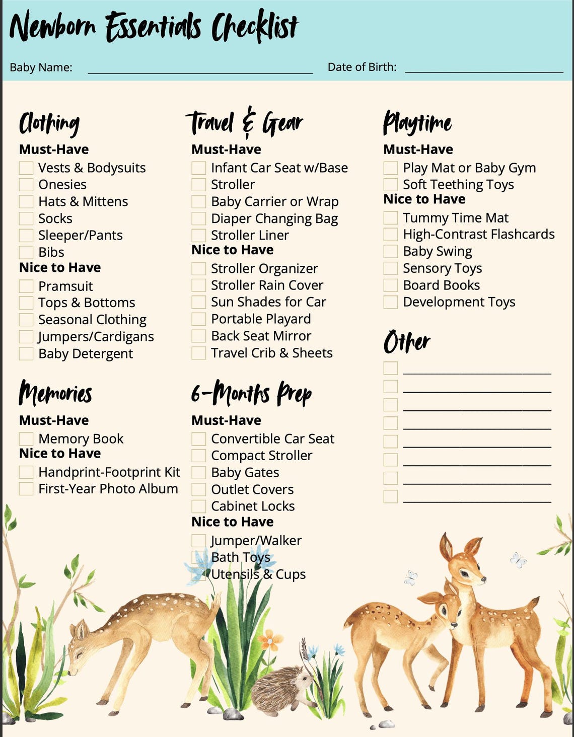 Baby Essentials Checklist Printable | Newborn Must-haves | Nursery ...