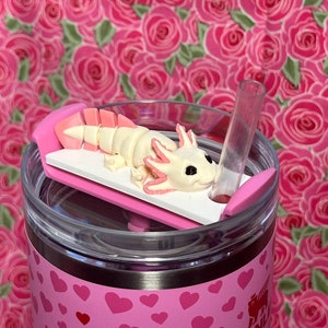 Axolotl Tumbler Topper and Charm 40oz 30oz Stanley Cup Accessories Keychain