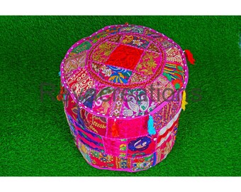 Round Poufs Cover, Sitting Ottoman, Patchwork Cover Floor Cushion, Pillowcase, Large Ottoman For Home Living Comfortable Sitting Case