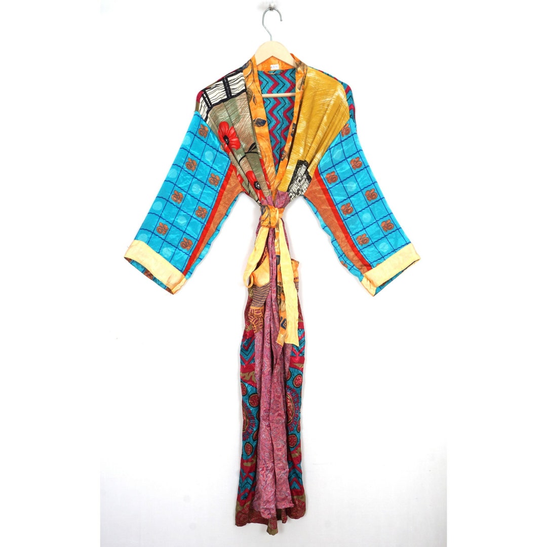 Vantage Silk Dressing Gown Long Silk Robe Gown Bathrobes Cover Etsy