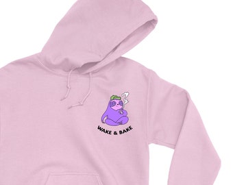 Wake and Bake Sloth Hoodie - Funny Stoner Gift